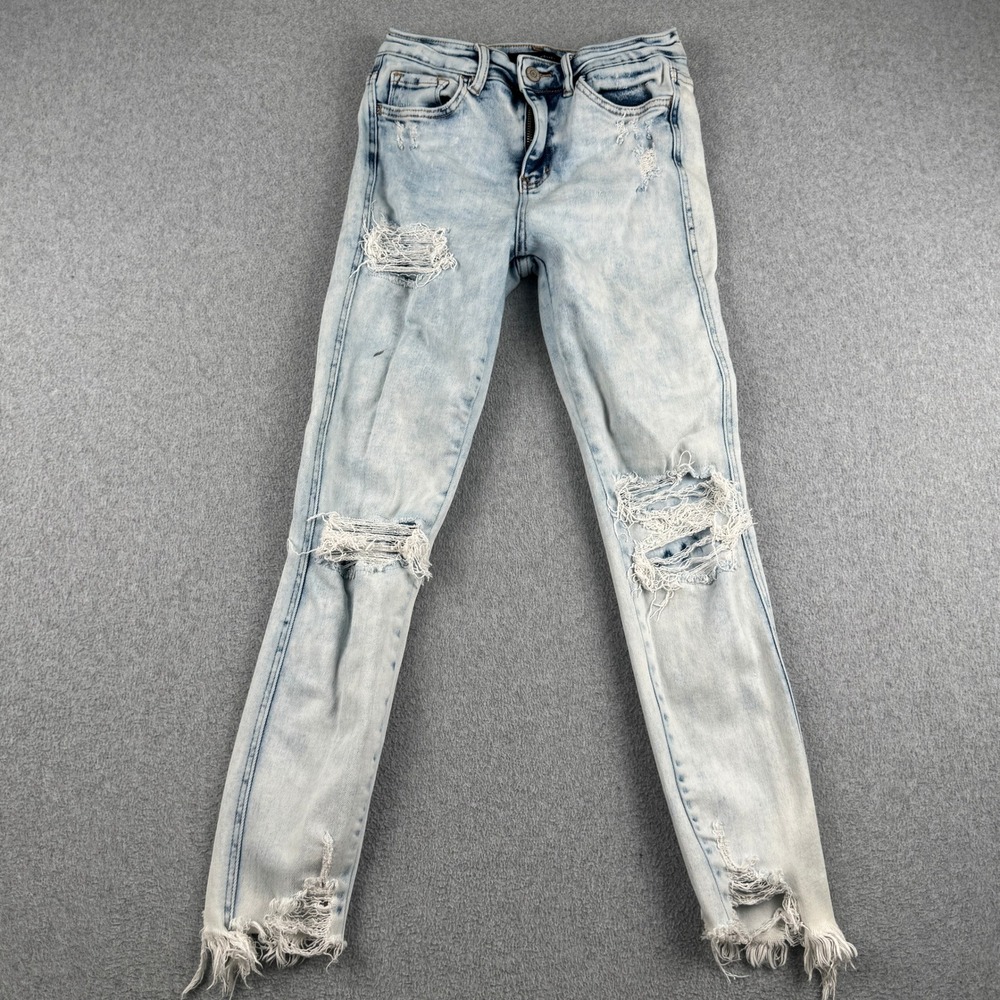 Flying Monkey Jeans Womens 26 High Rise Ankle Skinny Light Blue Distressed